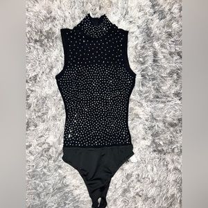 Black rhinestone body suit